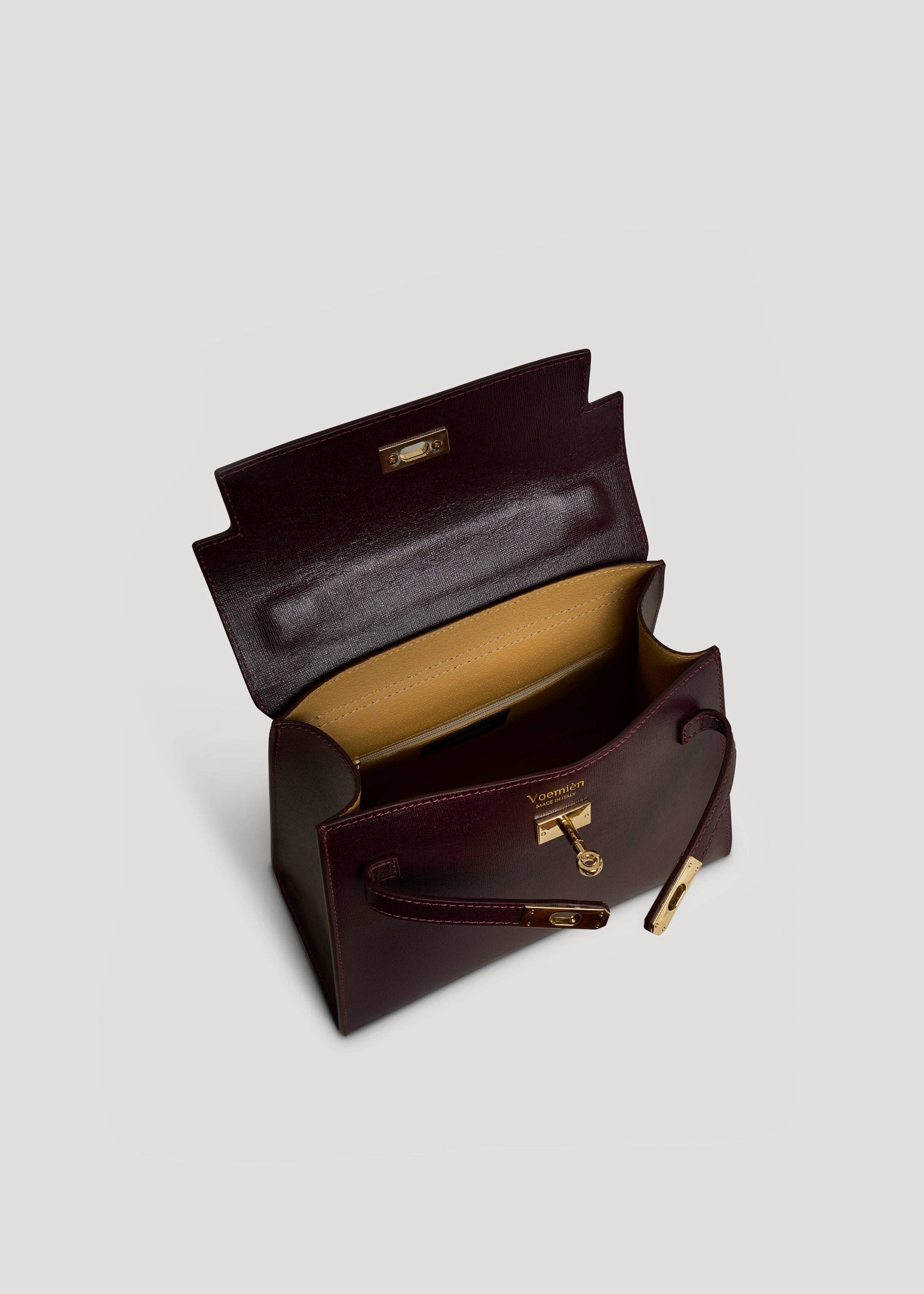 Voemièn - Vendita all'ingrosso Borsa con manico - Donna - Borsa Zaira in Pelle Saffiano Bordeaux5