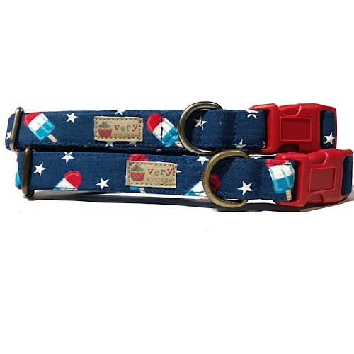 Very Vintage Designs - Wholesale Pet Collar - Cat/Dog - Patriotic Dog Collar Red White Blue Summer Style Handmade US3