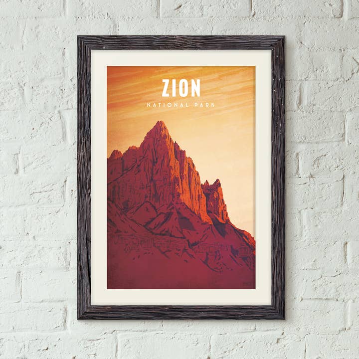 Utah, parc national de Zion - Affiche de voyage vintage pour la vente par Missy Ames Design and Illustration