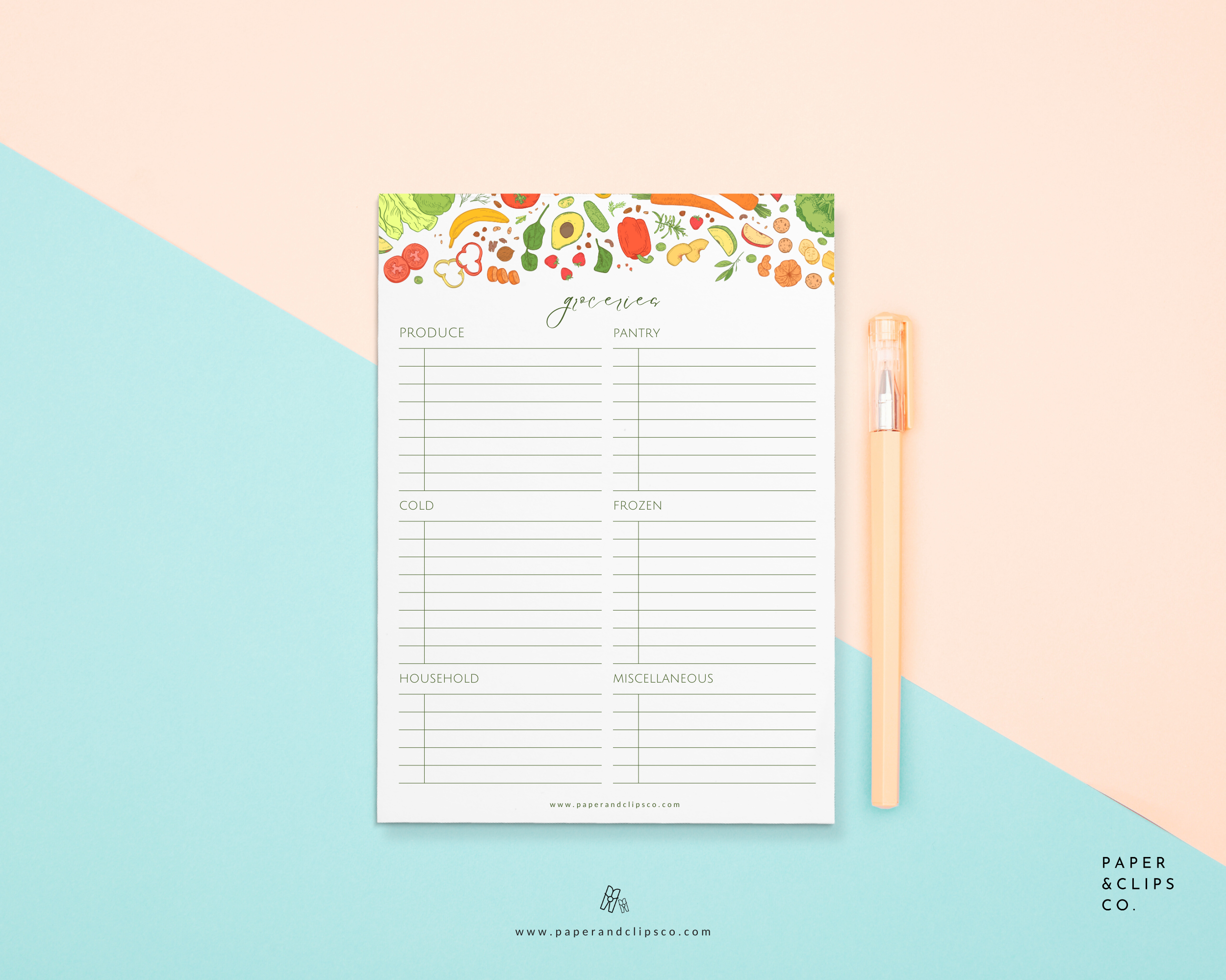 Paper and Clips Co. - Wholesale Notepad - Grocery Shopping Large Notepad | 5.5" x 8.5" 1