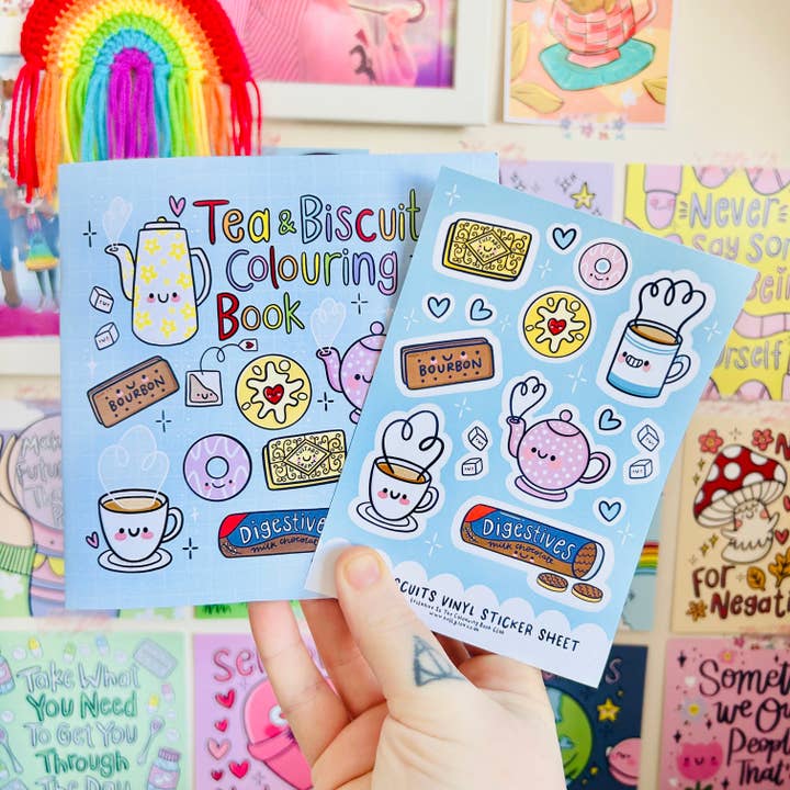 Tea & Biscuits Colouring Book for wholesale by Kellylou