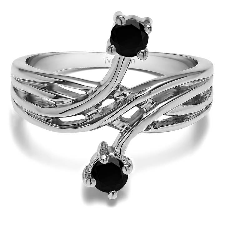 TwoBirch – Engroshandel Ring med sten – 10 k guld og sorte diamanter løfte Ring BK0-PR-0168-WG-F