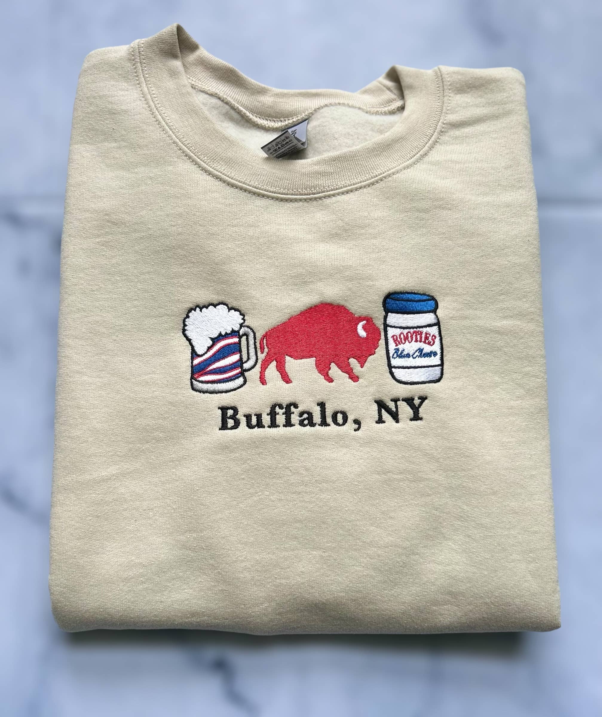 Rosie by Madison - Wholesale Graphic Sweatshirt - Unisex - Embroidered Beer, Bills, Blue Cheese Crewneck | Buffalo1