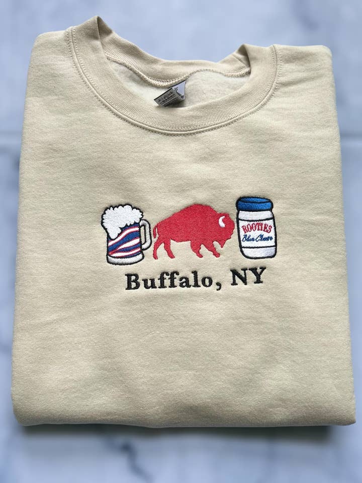 Rosie by Madison - Wholesale Graphic Sweatshirt - Unisex - Embroidered Beer, Bills, Blue Cheese Crewneck | Buffalo1