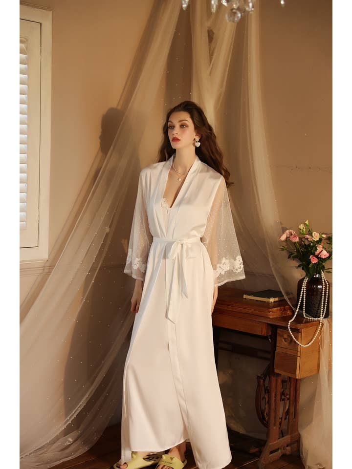 Sweetkama - Wholesale Robe – Women's - Lace Night Gown, Silk Robes,Bridal Party Robes,with babydoll4