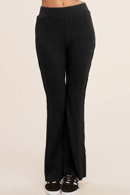 La Miel - Wholesale Lounge Sweatpants/Joggers - Women's - JAP4174-Basic Ribbed Fitted Silhouette Loungewear Pants7