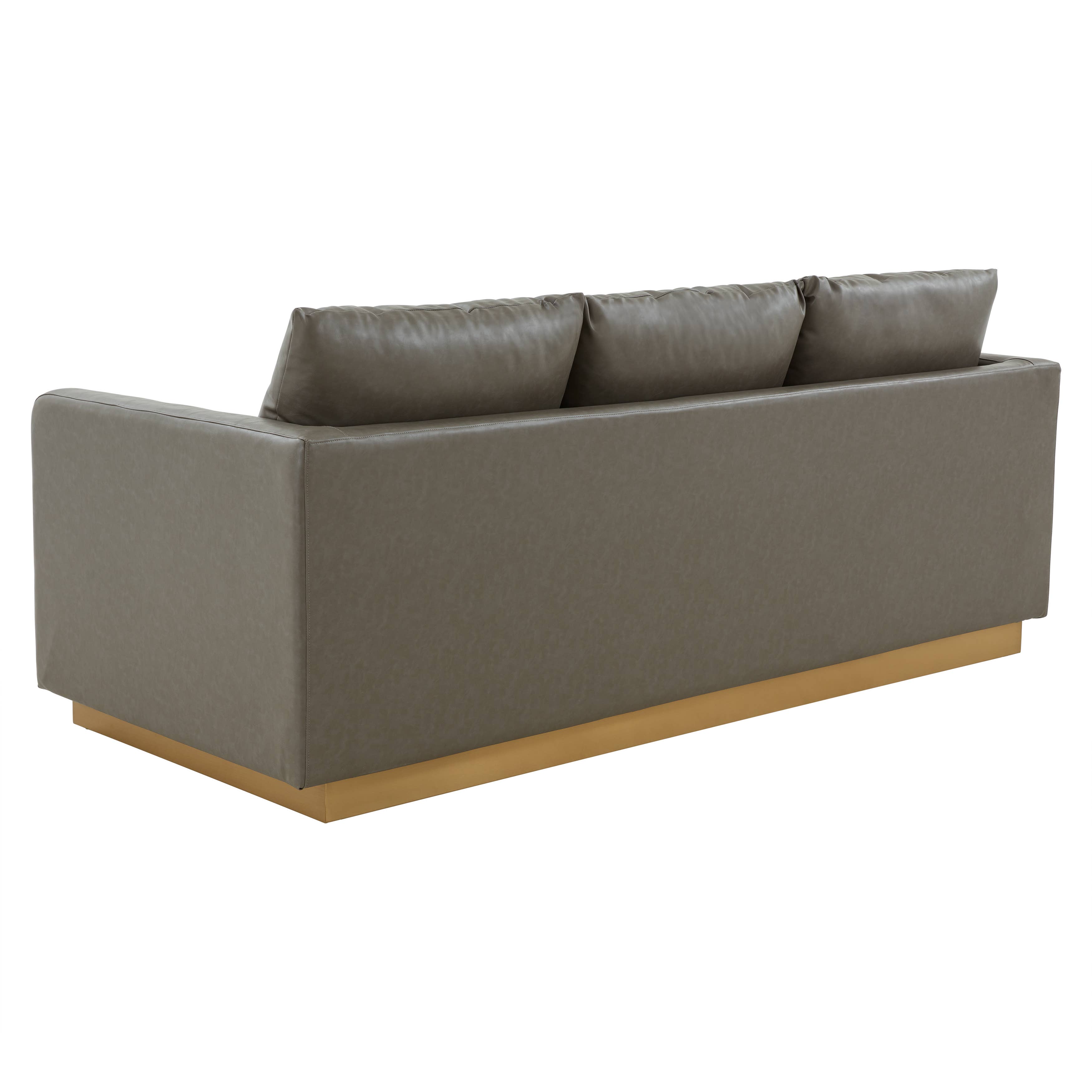 LeisureMod - Wholesale Sofa - Nervo 3-Seater Velvet/Leather Full Sofa with Gold Steel Base30