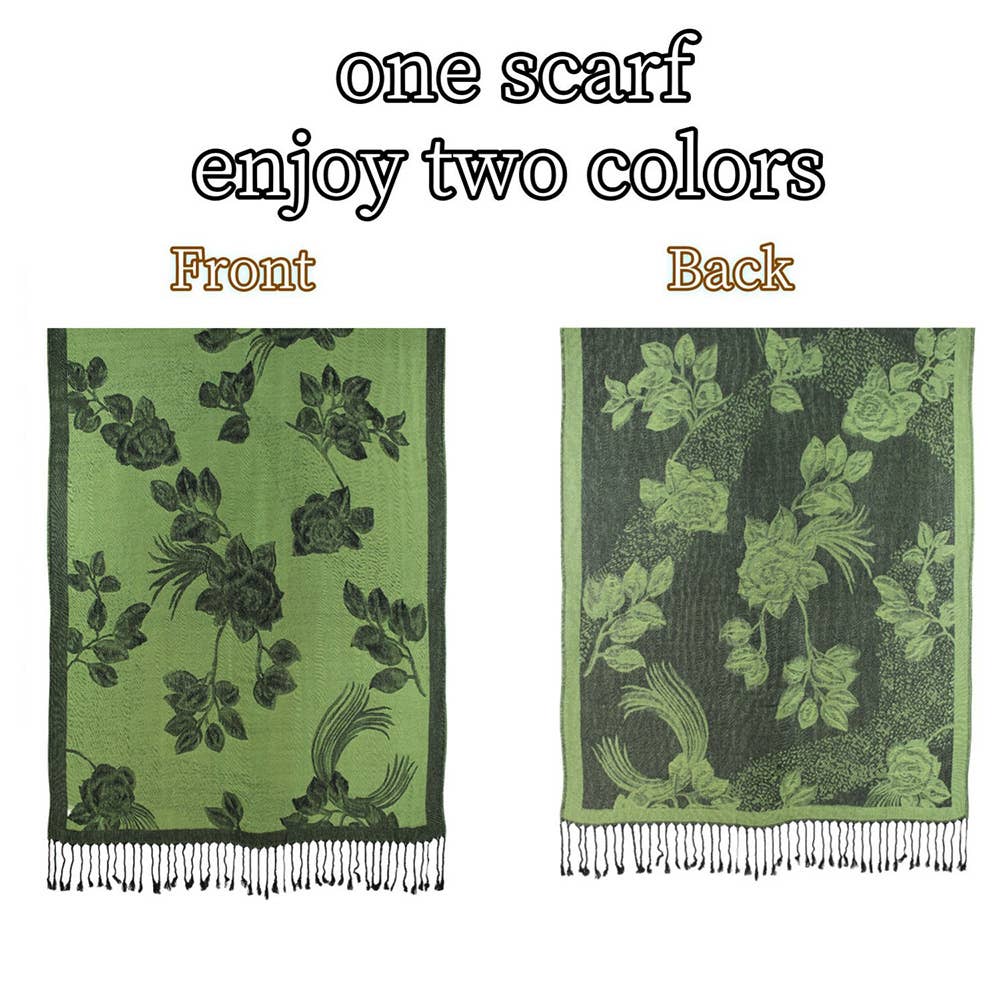 Sensibling Corp. – wholesale Scarf – Women's – Rose Floral Pashmina Reversible Scarf Shawl20