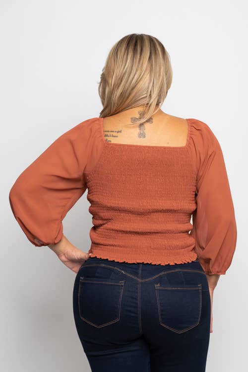 Curve Market - Vendita all'ingrosso Camicetta - Donna - TOP CORTO CON CRAVATTA FRONTALE TAGLIE FORTI6