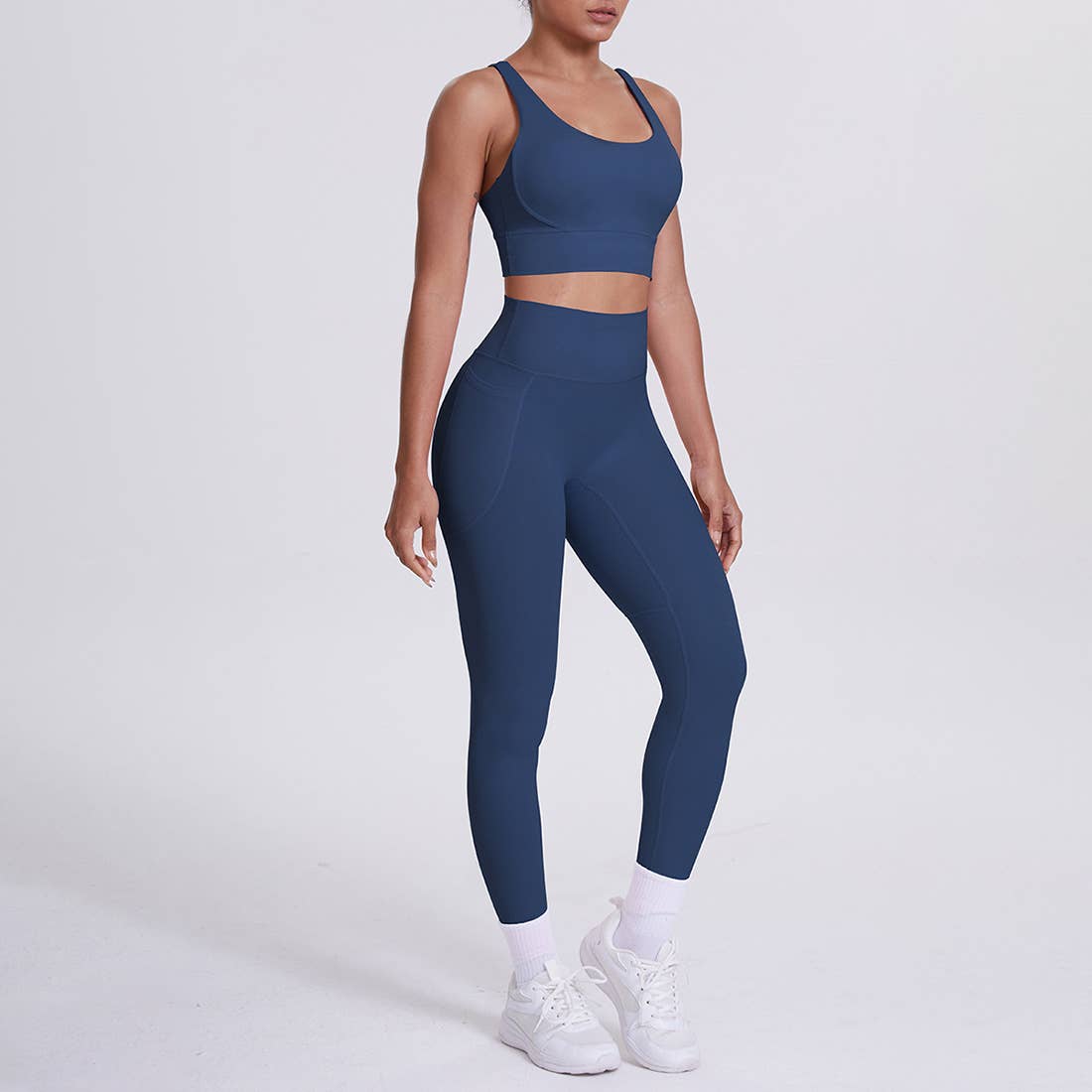 Sodalemon - Venta al por mayor Conjunto de ropa deportiva - Mujer - Conjunto de Yoga para Mujeres: Leggings de Cintura Alta con Bolsillo + Sujetador Deportivo14
