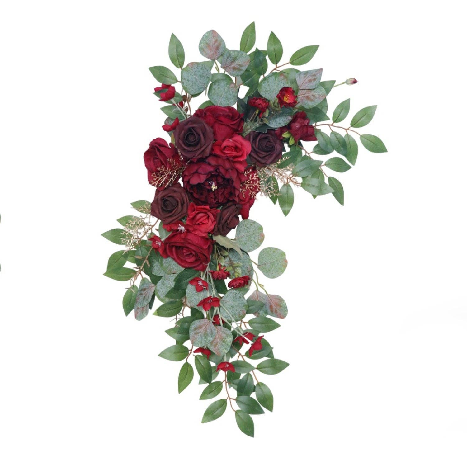 Sun Decorer - Wholesale Artificial Flowers - Artificial Red Rose Wedding Arch Decor (Set of 2)1