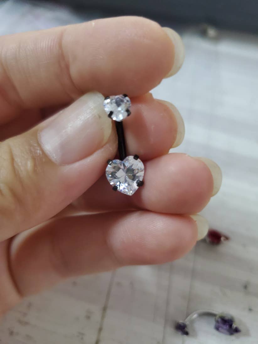 Gemscape UK - Wholesale Belly Ring - Heart shaped Belly Button - Two Stone Design6