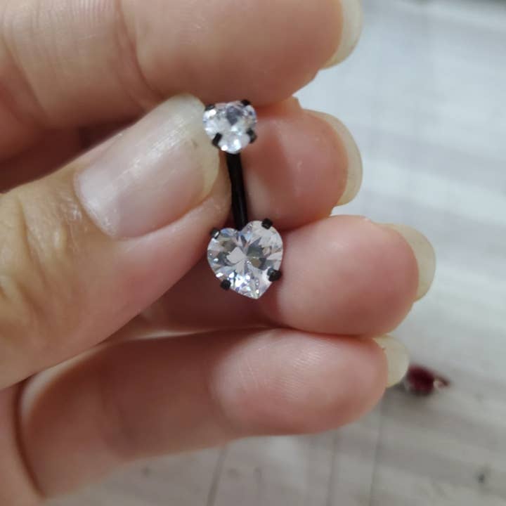 Gemscape UK - Wholesale Belly Ring - Heart shaped Belly Button - Two Stone Design6
