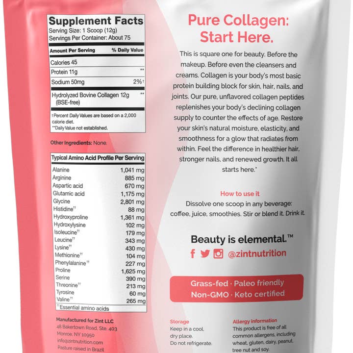Zint Nutrition - Wholesale Protein/Superfood Powder - Collagen Peptides Powder (32 oz)