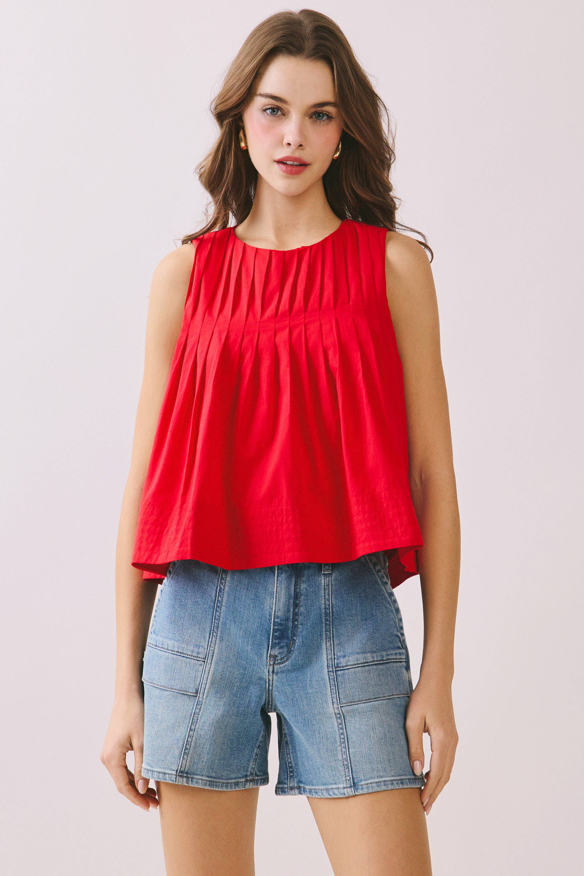 TCEC - Wholesale Blouse - Women's - CT9082-Pleated Detail High Low Sleeveless Top8