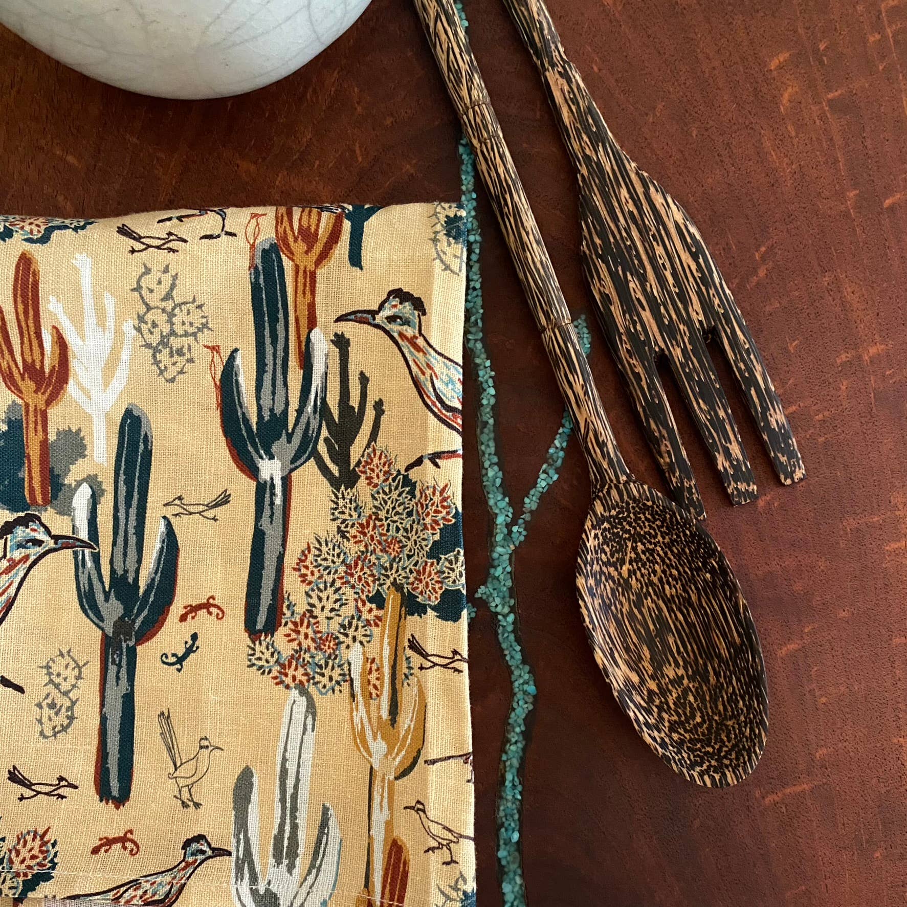 Cher the Fire - Wholesale Tea Towel - Linen Tea Towel, Roadrunner's Quest - Southwest7