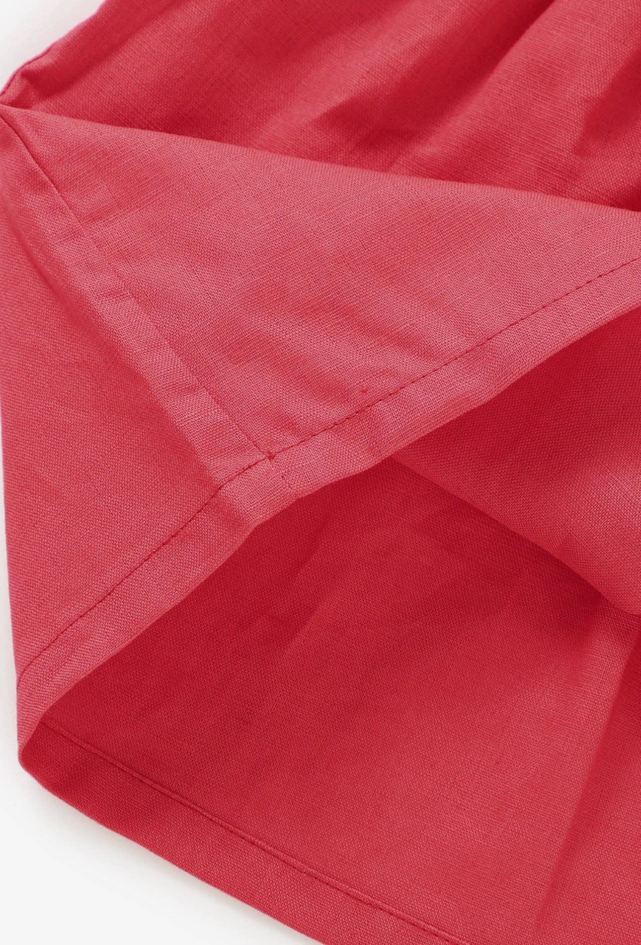 Coral Red The Holly Dress-Coral Red- Organic Linen sleeveless dress for wholesale on Faire2