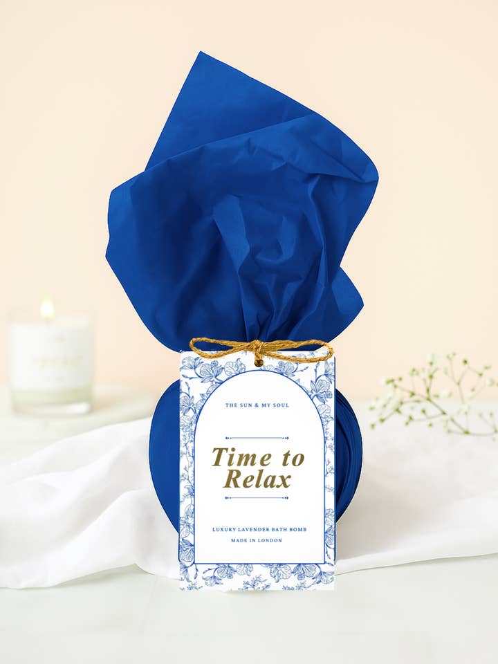 Time to Relax Lavender Bath Bomb⎜Calm Luxury Bath Bomb Gift for wholesale by The Sun & My Soul Bath Bomb Soak Wellness Gifts