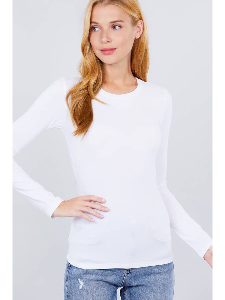 Active Basic | Active USA - Wholesale Knit Top - Women's - Long Sleeve Crew Neck Cotton Spandex Jersey Top20