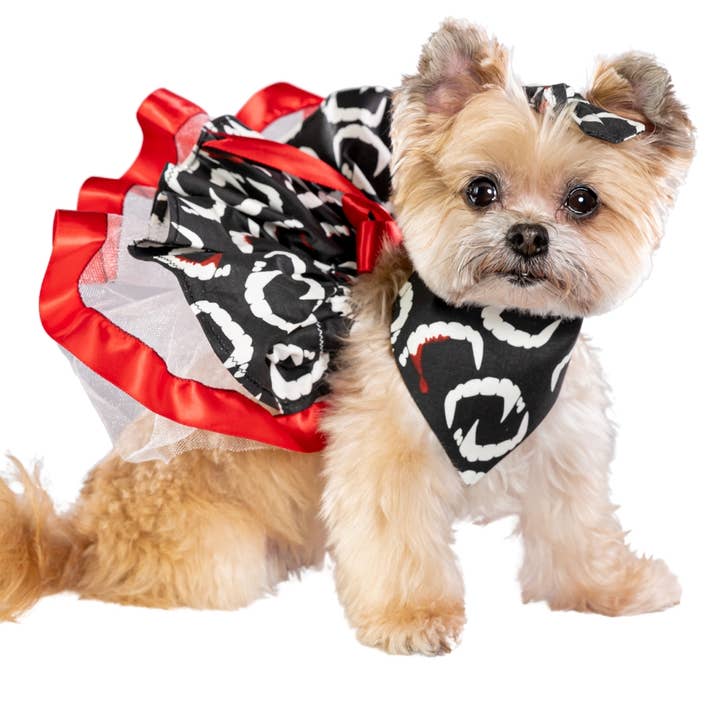 Glow-in-Dark Vampire Bite Pet Bandana, Tutu, and Bow for wholesale by Pawsta N Furballs