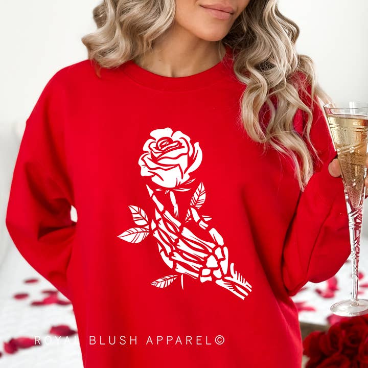 Rose Skeleton Hand Full Color Transfer for wholesale by RBA Transfers