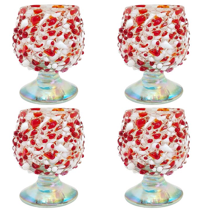 MEXTEQUIL - Wholesale Shot Glass - Hand Blown Shot Glasses Mini Copitas Set of 4- 2Oz -Christmas3