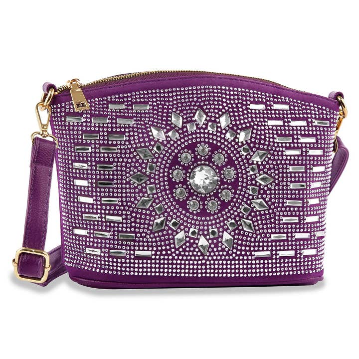 Handbag Express - Wholesale Crossbody Bag - Women's - Rhinestone Covered Unique Crossbody Sling - Black7