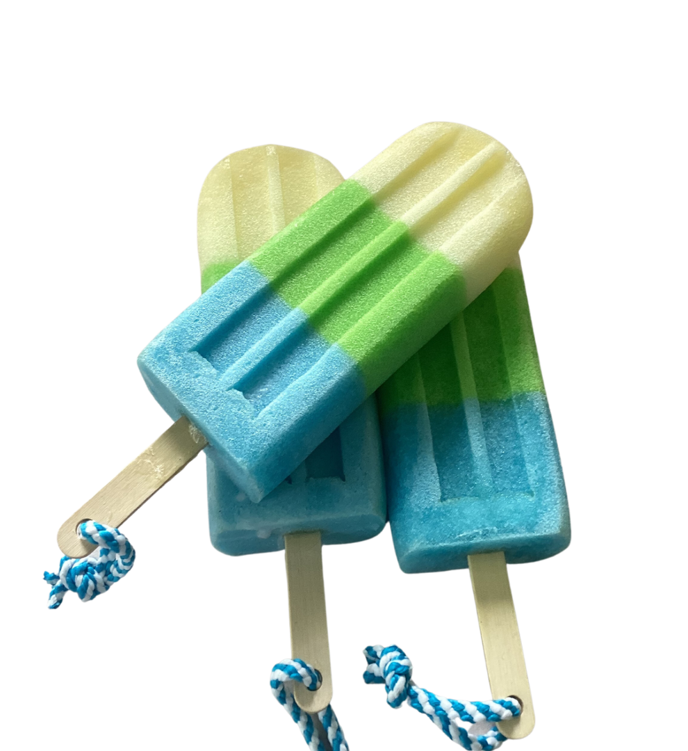 The Stuff I Love - Wholesale Bath pouf/sponge - Soap Sponge on a Rope in a Jumbo Lollipop Shaped Sponge Fragranced with Thai Lime and Mango, Lollipop Soap on a Rope0