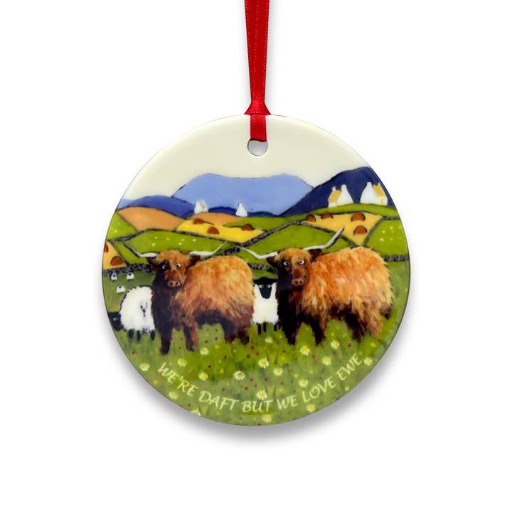 We're Daft But We Love Ewe -  Hanging Disc/ Ornament   for wholesale by The Whimsical World of Thomas Joseph
