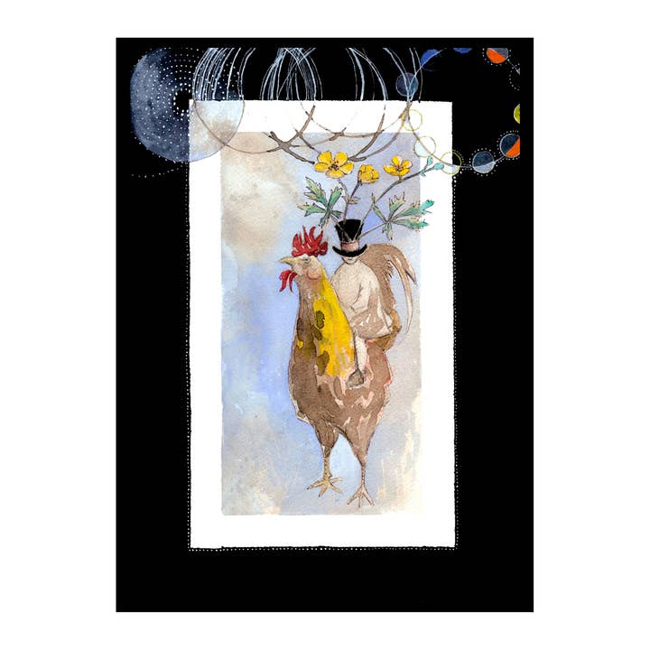 Biglietto di auguri «Rooster Ride» 5x7 con busta per la vendita all'ingrosso da parte di Fain House