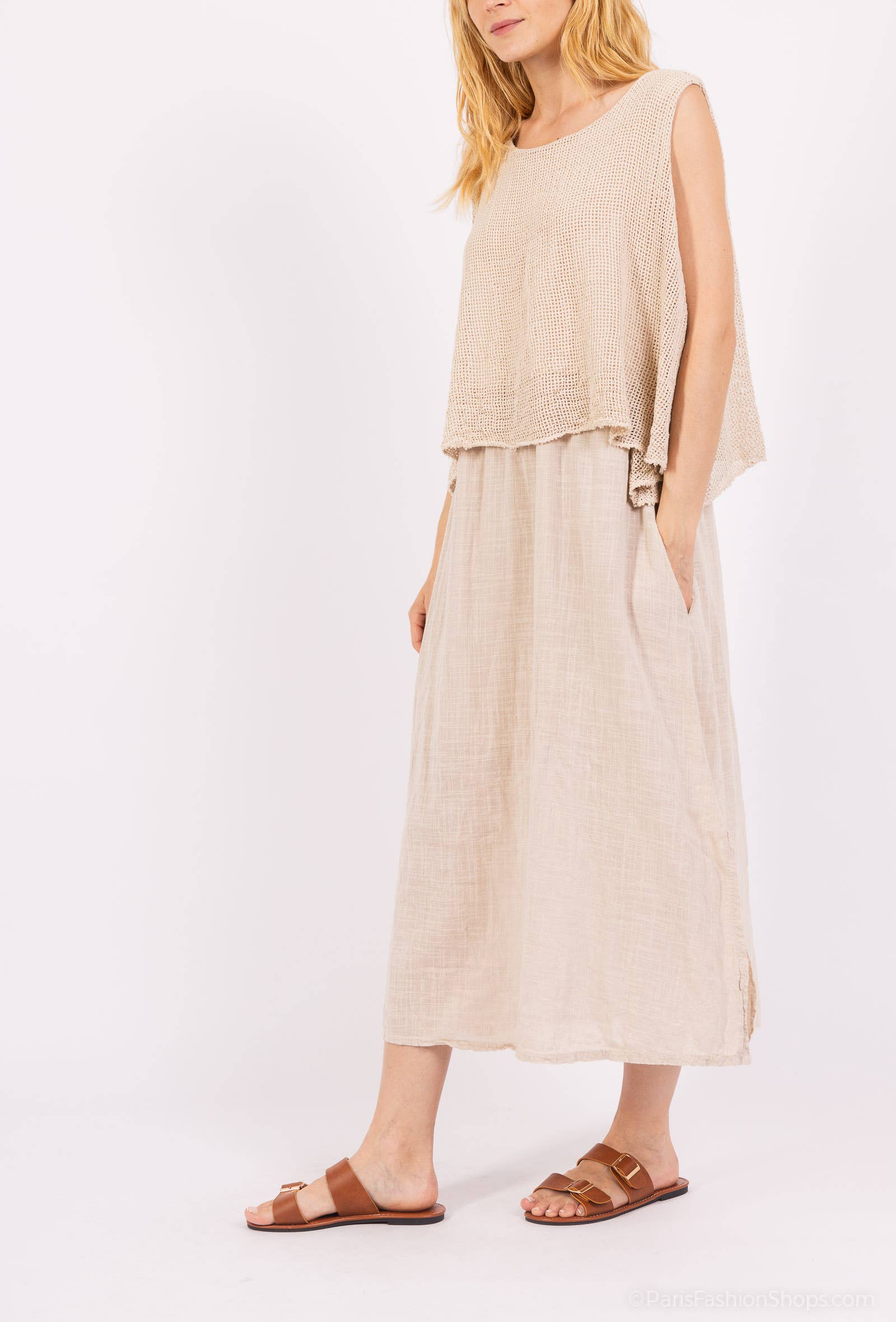 Shyloh – Engroshandel Kjole - Dame – Kjole i to materialer af bomuld 3049621