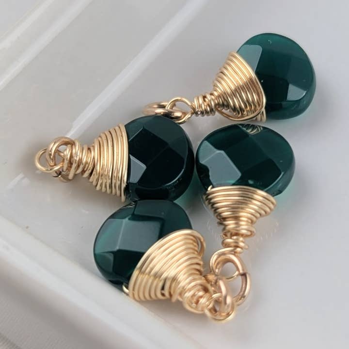Resilience Green Onyx Charms in Gold - Pack of 4 for wholesale by Forai
