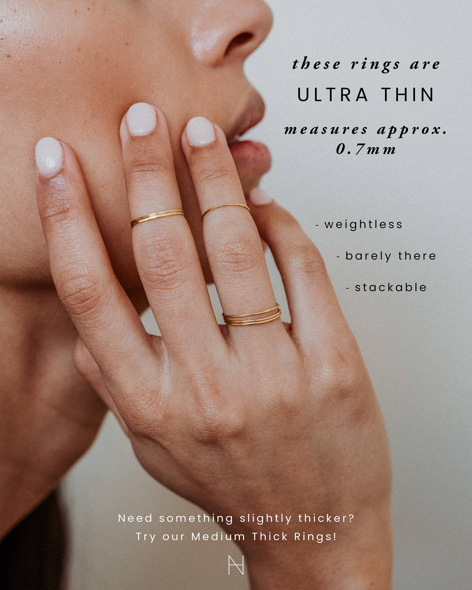 Hannah Naomi - Vendita all'ingrosso Anello midi/a fascia - Anello impilabile ultra sottile, con riempimento in oro 14 carati.22