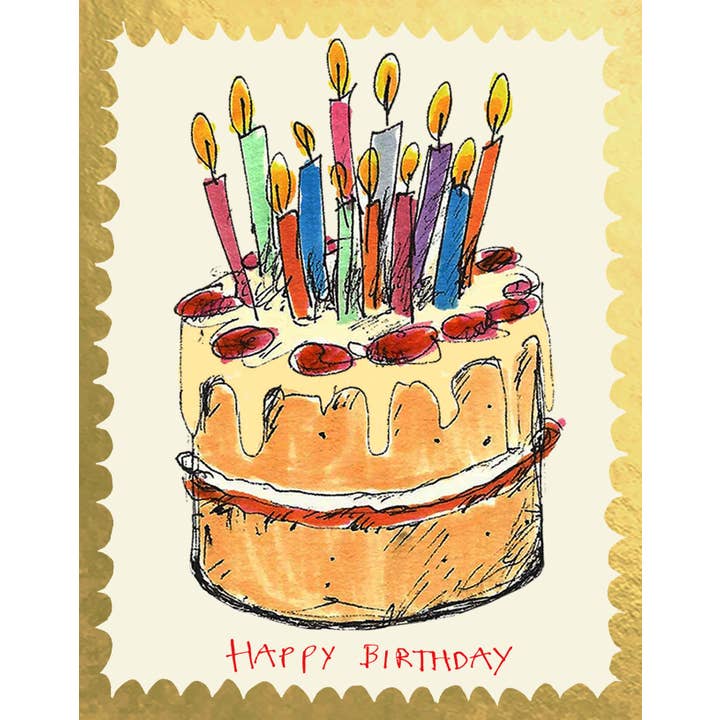 'Happy Birthday Cake' Greetings Card - FP3450 for wholesale by Poet and Painter