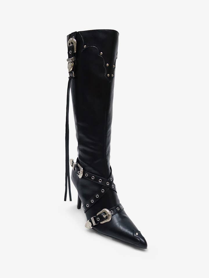 Lemonade Shoes - Wholesale Boots – Women’s - GUNNER - Western Stiletto Boots w/ Studs22