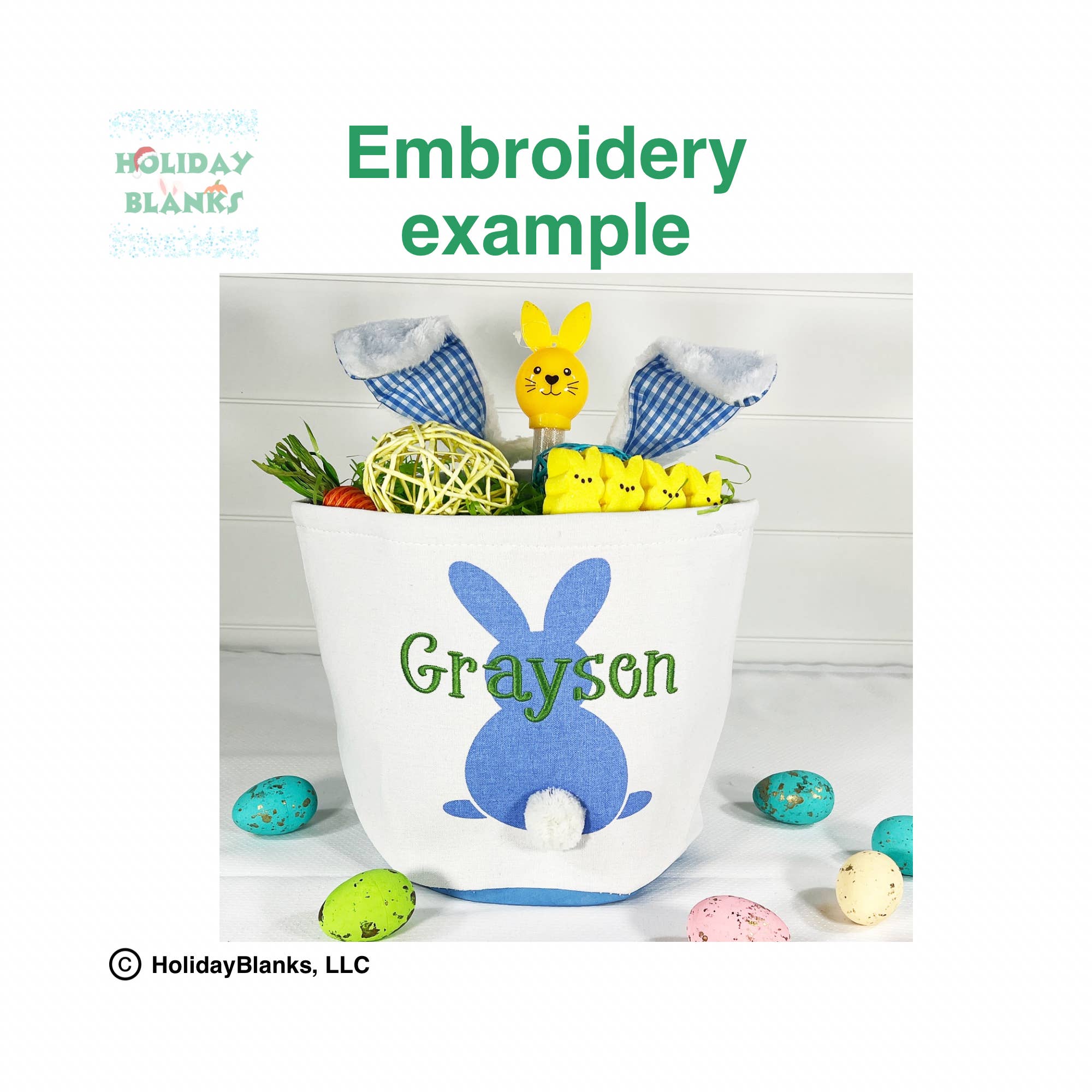 Holiday Blanks - Wholesale Basket - Kids & Baby - Solid bunny with furry tail easter basket embroidery blank5