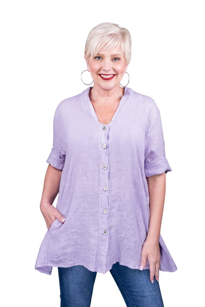 TINA Stephens Italy/Tees By Tina – Großhandel Hemd mit Button-down-Kragen – Damen – Princess Swing Top mit Taschen (BQ164)4