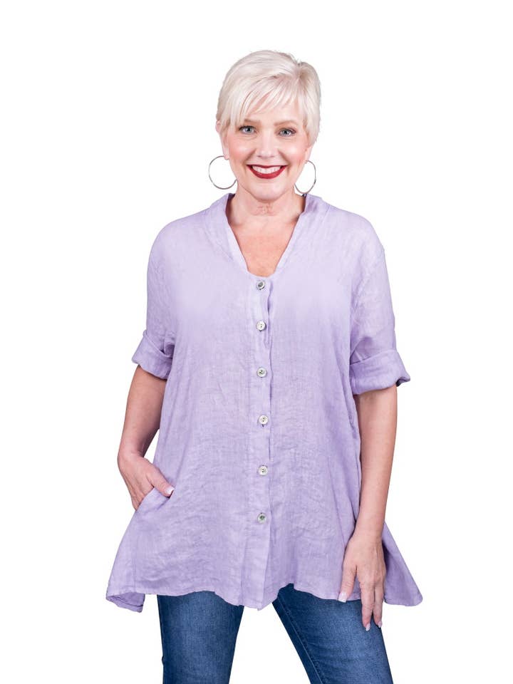 TINA Stephens Italy/Tees By Tina – Großhandel Hemd mit Button-down-Kragen – Damen – Princess Swing Top mit Taschen (BQ164)4