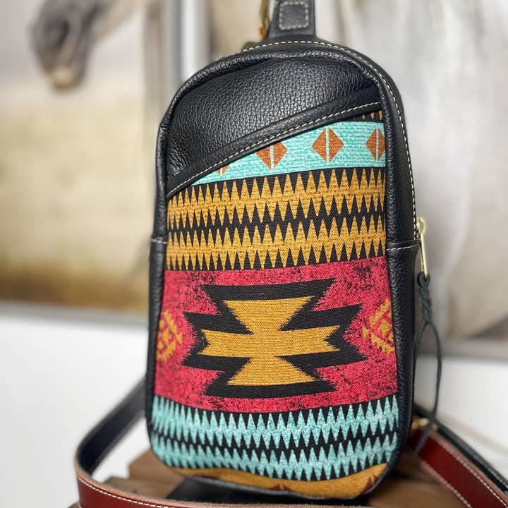 Tracolla in pelle azteca rossa/borsa a tracolla/borsa fatta a mano/quercia per la vendita all'ingrosso da parte di K and K Western Designs