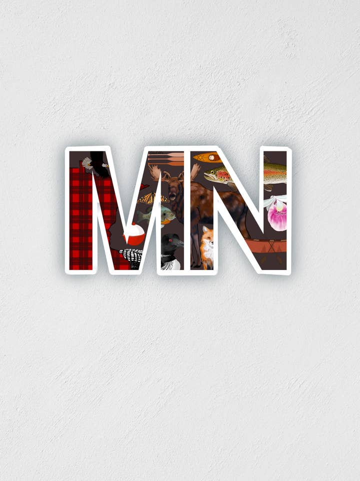 MN Collage Sticker Minnesota for wholesale by Little Rocks Design