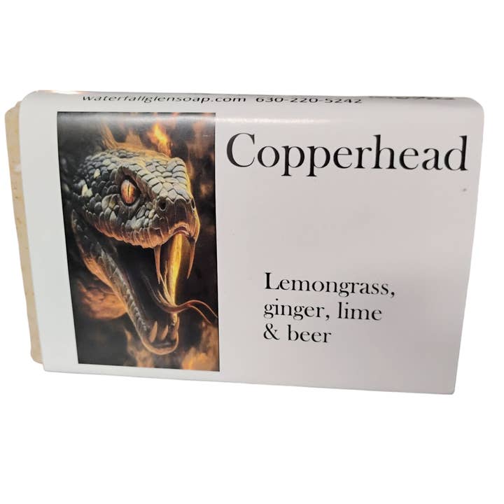 Copperhead, beer soap with a bite for wholesale by Waterfall Glen Soap Company, LLC
