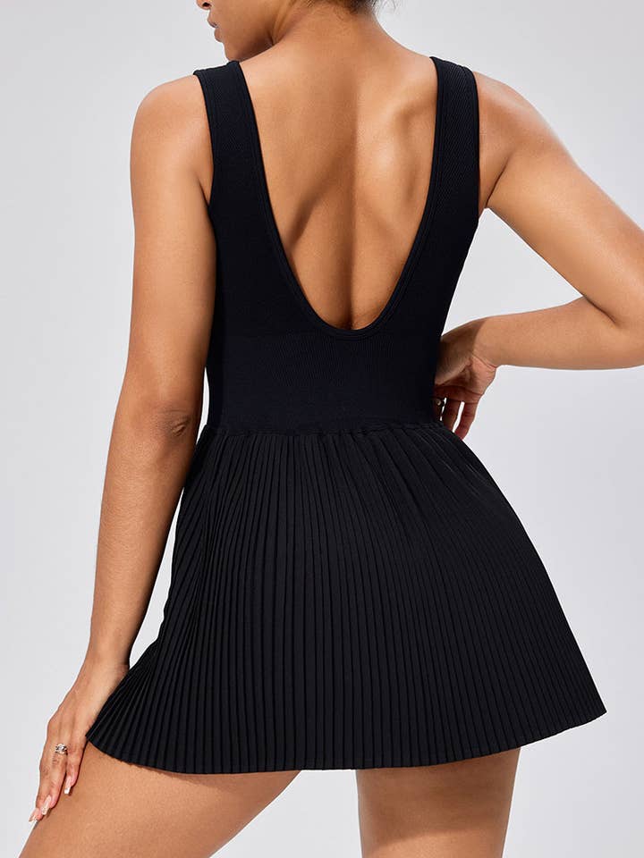 Crave by FW - Wholesale Athletic Dress - Women's - One Piece Backless Tennis Dress With Inside Shorts