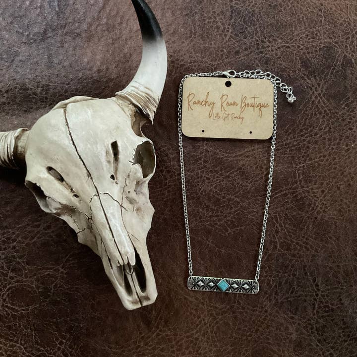 Aztec Line Bar Turquoise Necklace for wholesale by Ranchy Roan Boutique