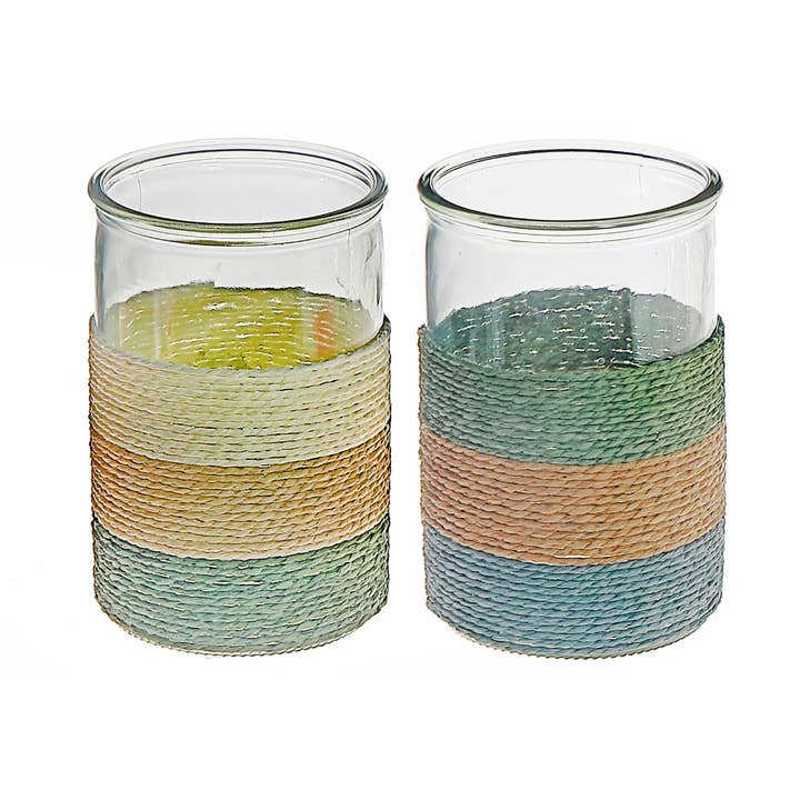 Gia Paper Rope Glass Candle Holder Large Assorted for wholesale by IH Casa Decor
