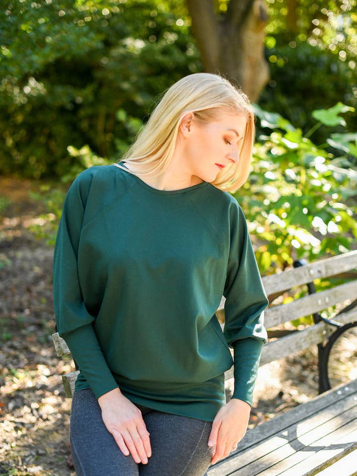 Knieriem Designs - Wholesale Knit Top - Women's - Rayon Crew Neck Ponte Top with Raglan Long Sleeves8