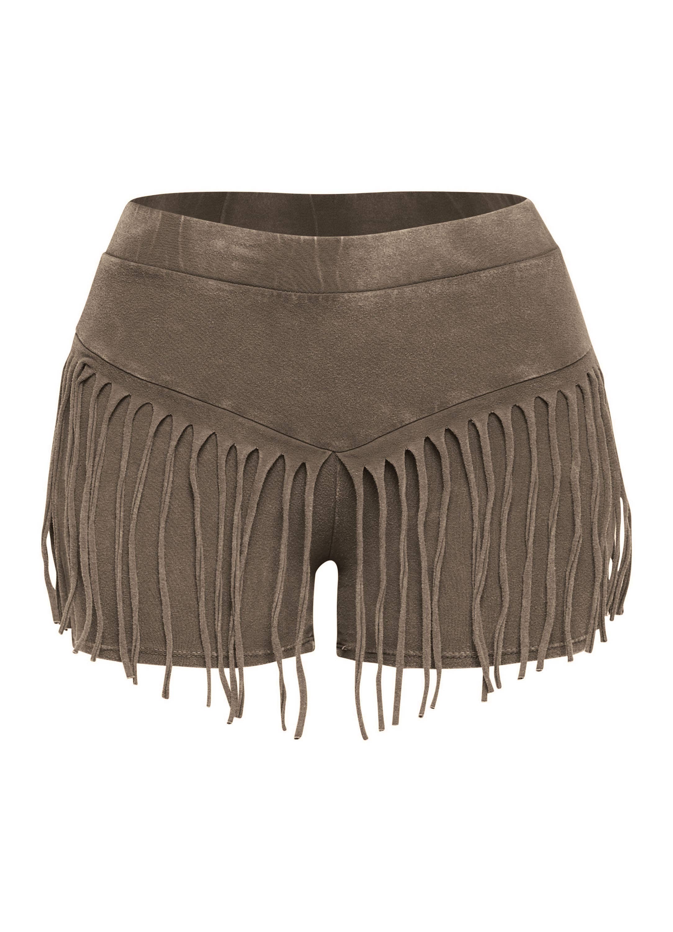 K Too - Wholesale Shorts - Women's - Mineral washed shorts with fringe detail8