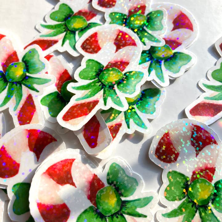 Autocollant imperméable Candy Cane pour la vente par stickersbyjodi