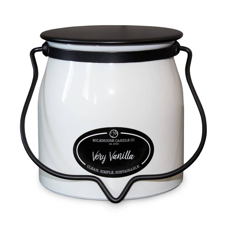 16 oz Butter Jar Candle: Very Vanilla for wholesale by Milkhouse Candle Company