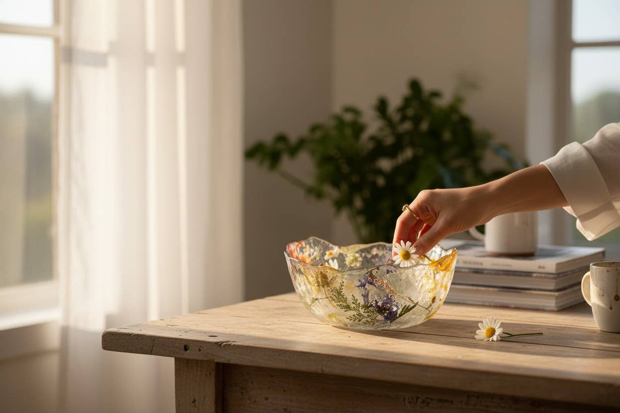 Ciao Bella Jewelry Inc - Wholesale Decorative Plate/Dish/Bowl - Pressed Flower Resin Art Bowl8