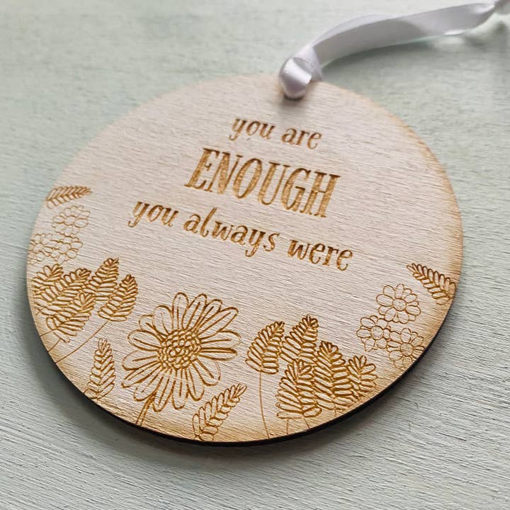 'Enough' hanging affirmation decoration for wholesale by Gorgeous Little Bits Ltd